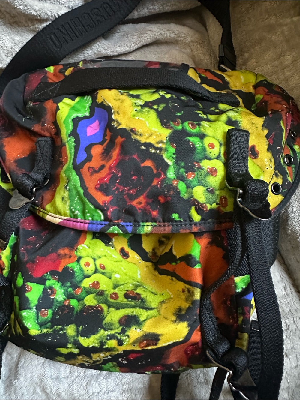 Moschino Neon Splash Messenger Bag - Black Straps